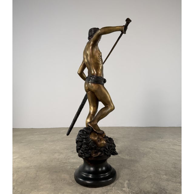 David and Goliath Bronze Sculpture, After Antonin Mercié - 38” Tall, Classical Figure For Sale - Image 15 of 16
