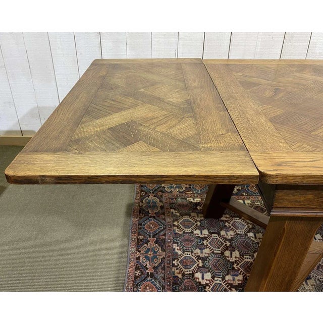 Wood Oak Table with 2 Extensions, 1930s For Sale - Image 7 of 12