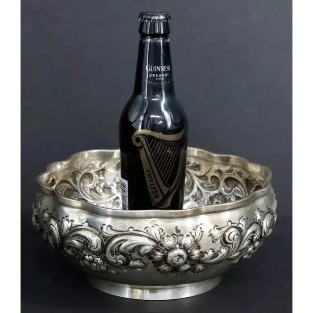 Late 19th Century Black, Starr, & Frost Sterling Silver Floral Repousse Bowl 'F' Monogram - 23ozt For Sale - Image 10 of 10