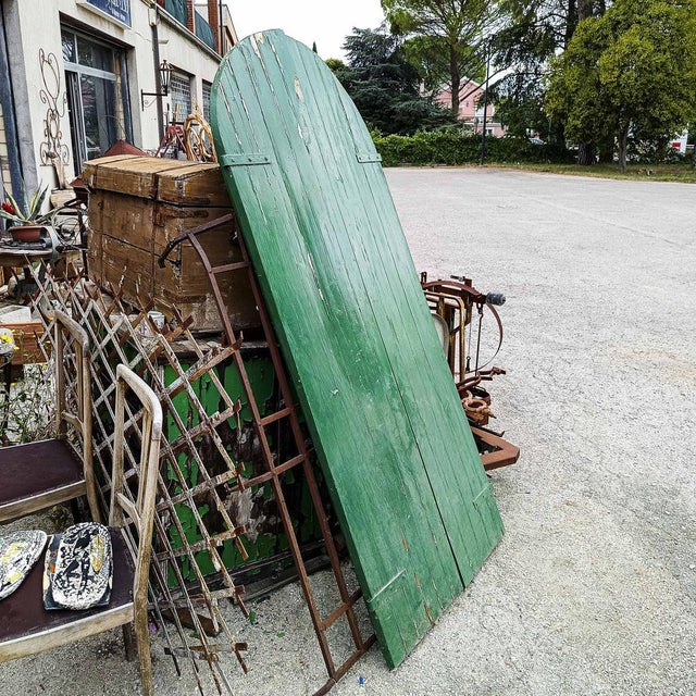 Rounded Double-Leaf Door in Green Painted Fir For Sale - Image 16 of 18