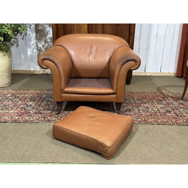 Modern English Leather Club Chair, 1990s For Sale - Image 3 of 17