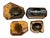 Striking set of four carved natural tiger’s eye stone catchall trays, dating to the mid-20th century, circa 1960s–1970s....