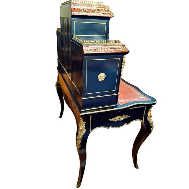 A Napoleon III Boulle Inlay “Bonheur Du Jour” Lady’s Desk For Sale - Image 10 of 17