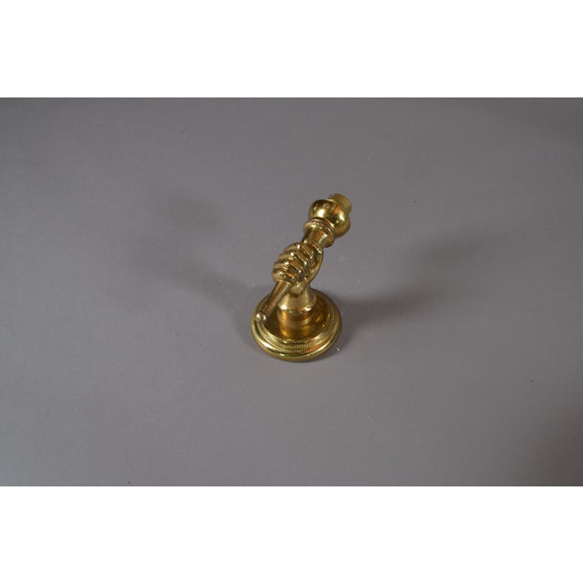 Art Deco Brass Hand-Form Torch Wall Sconce with White Pleated Shade, 1930s For Sale - Image 3 of 7