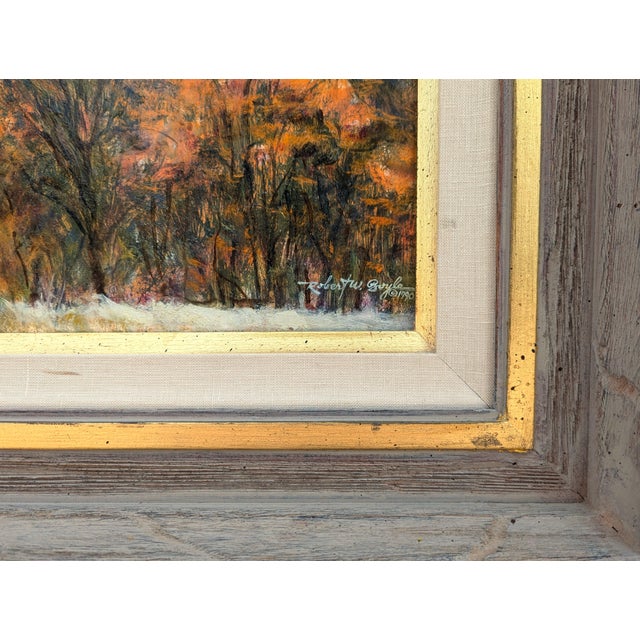 Robert Boyle “First Snowfall” Naturalistic Winter Mountain Landscape of a River Through Trees, 1990 For Sale - Image 9 of 11