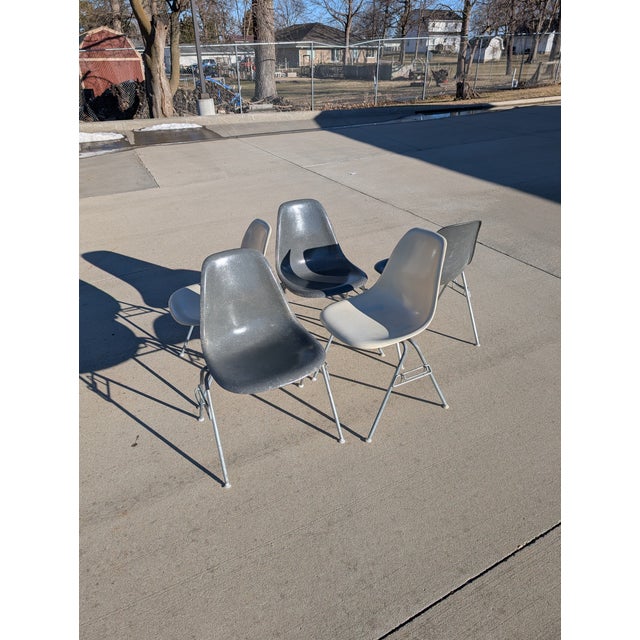 1960s Set of Eames for Herman Miller Fiberglass Shell DSS Chairs For Sale - Image 15 of 18