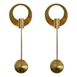 Brass Wall Mounted Candleholders by Arthur Pe, Set of 2 For Sale