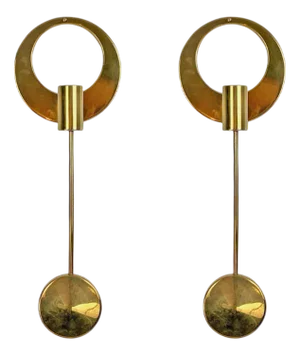 Brass Wall Mounted Candleholders by Arthur Pe, Set of 2