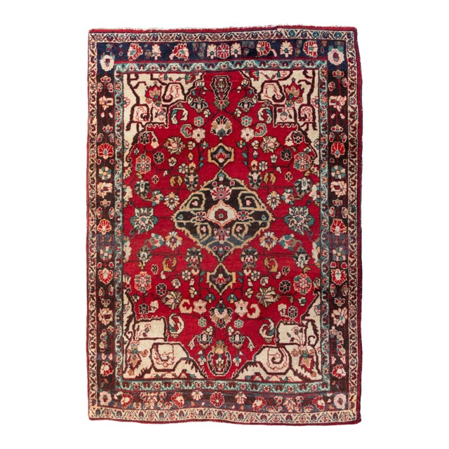 1960s Persian Red Sarouk Small Rug For Sale