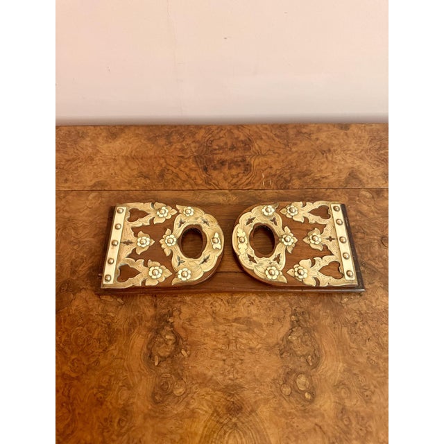 Antique Victorian Walnut and Brass-Mounted Sliding Bookends, 1860, Set of 2 For Sale - Image 4 of 7