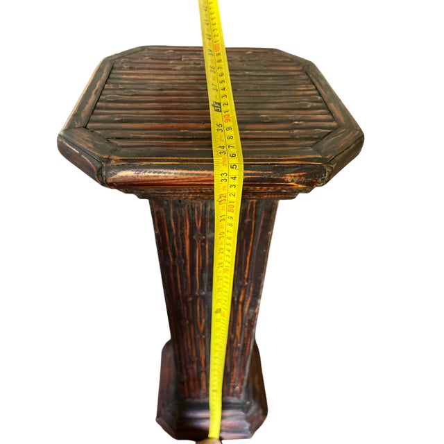 Wood Vintage Bamboo Pedestal Plinth / Display Stand For Sale - Image 7 of 8