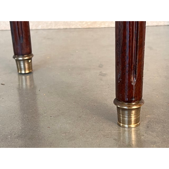 20th Century Pair of Louis XVI Style Marble-Top, Bronze and Walnut Nightstands For Sale - Image 11 of 12