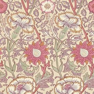Morris & Co Pink & Rose Wallpaper in Manilla/Wine For Sale
