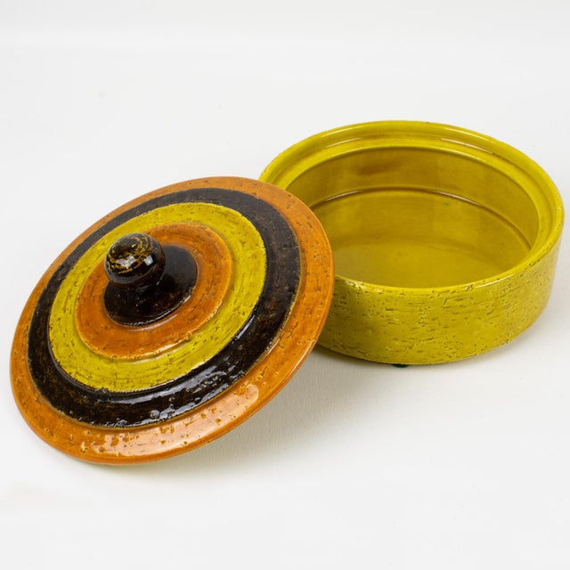Yellow Bitossi for Rosenthal Netter Ceramic Box, Bowls Vide Poche, 3 pc, circa 1960 For Sale - Image 8 of 15