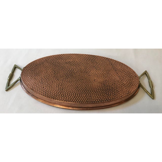 Vintage Hammered Copper Tray With Brass Handles Chairish