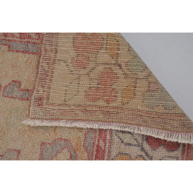 Apricot 1950s Oushak Floor Anatolian Wool Carpet For Sale - Image 8 of 10