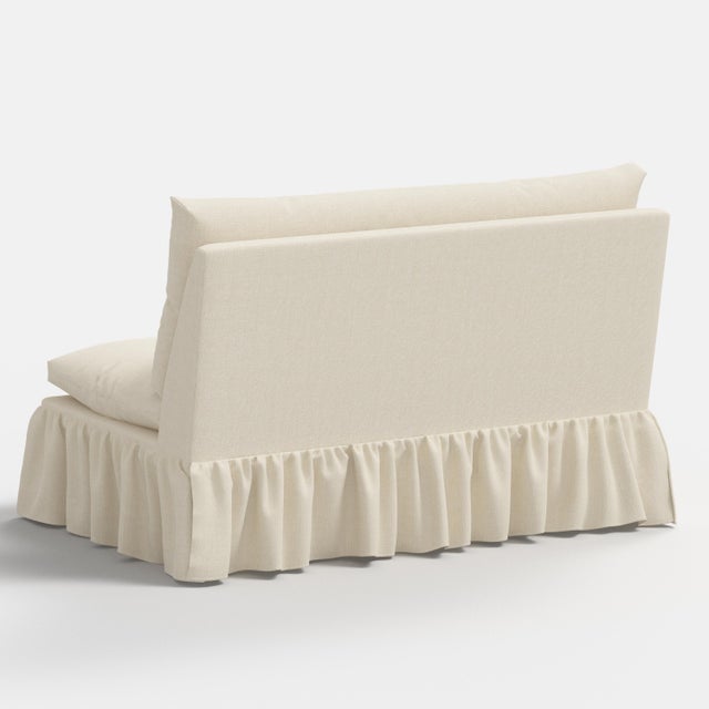 Stoffer Home x Cloth & Company Thelma 47" Ruffle Settee in Relaxed Linen Cream For Sale In Chicago - Image 6 of 6