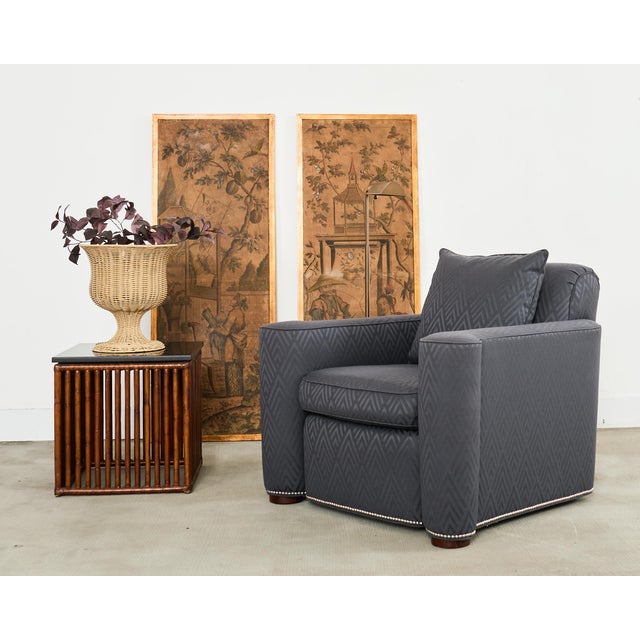 Grand Italian upholstered club chair or lounge chair designed by Ralph Lauren. The Brook Street club chair features an...