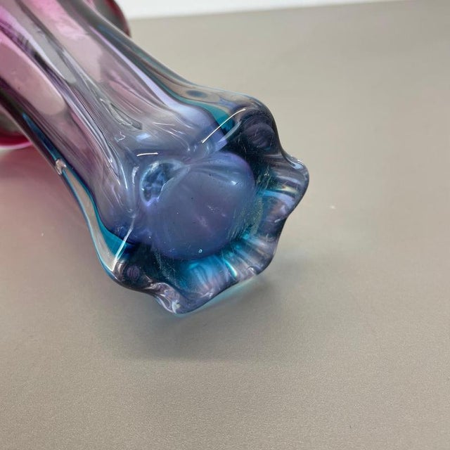 Large Sculptural Pink and Blue Murano Glass Vase, Italy, 1970s For Sale - Image 17 of 18