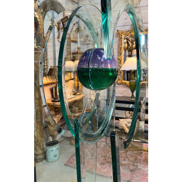 Monumental Studio Glass Architectural Sculpture with Suspended Sommerso Vase For Sale - Image 11 of 13