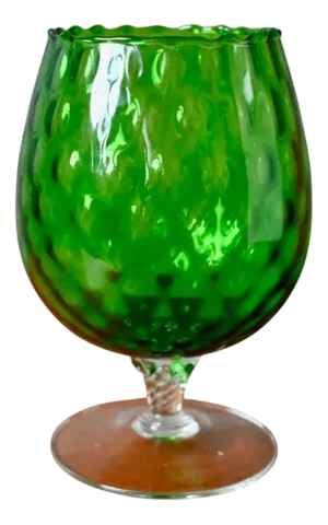 Large Regency Empoli Faceted Glass Chalice Vase, 1970s