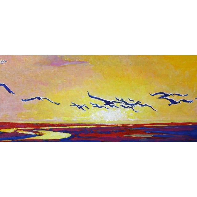 Oil Painting Storks at Sunset Anatoly Varvarov For Sale - Image 6 of 9