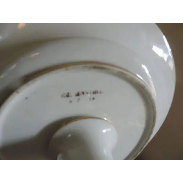 Pair antique early 19th c. Empire porcelain 3-tier neoclassical centerpieces in white porcelain with gilt highlights. Nice...