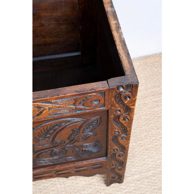 17th Century Carved Oak Coffer For Sale - Image 14 of 16