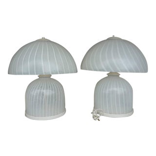 1970's Italian Murano Glass Mushroom Lamps - a Pair For Sale