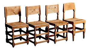 Rustic Pinewood Chairs, Sweden, 1900s, Set of 4