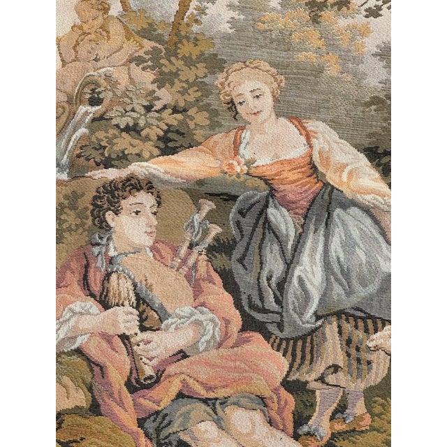 Vintage French Jacquard Tapestry with Gallant Meeting by Jules Pansu, 1970s For Sale - Image 8 of 18