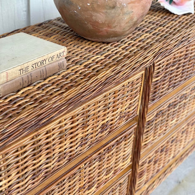 Sienna 1970s Coastal Wicker Waterfall Double Dresser For Sale - Image 8 of 11