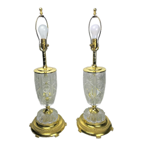 The Luminaries: A Rare Pair of 1970s Internally Lit Lead Crystal Statement Lamps