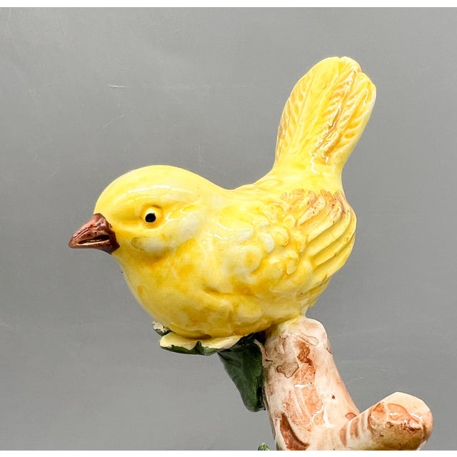 Vintage Italian Ceramic Yellow Bird Figurine With Applied Flowers and Foliage – Traditional, Cottage For Sale - Image 14 of 14