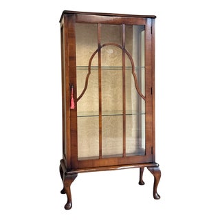 Art Deco Style Glass and Wooden Display Cocktail Cabinet, 1950s For Sale