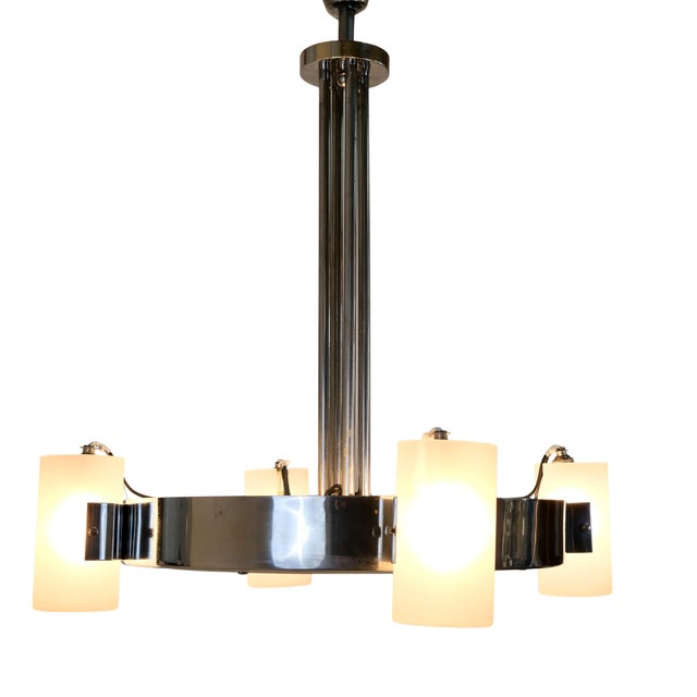 Ceiling Lamp with Cylindrical Glass Shades, 1930s For Sale - Image 4 of 16