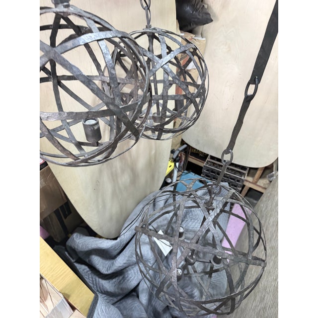 Metal 2016 Gregorius Pineo Custom Three-Orb Kepler Chandelier in Desert Black For Sale - Image 7 of 7