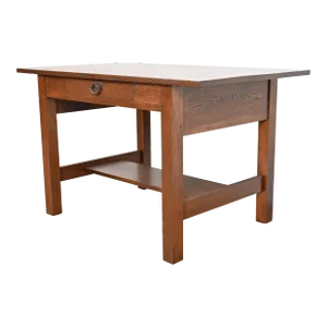 Gustav Stickley Mission Oak Arts & Crafts Writing Desk or Library Table, Circa 1900