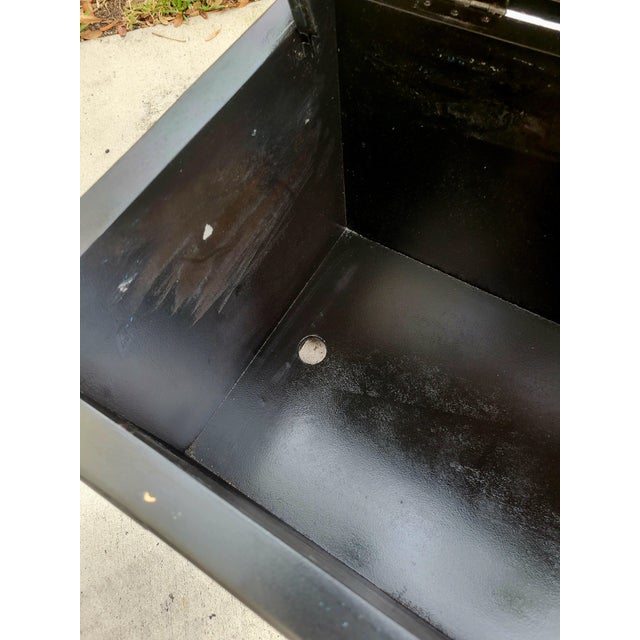 Wood Vintage Wicker Brown Pencil Reed Tan Wicker Storage Flip Top Bench For Sale - Image 7 of 10