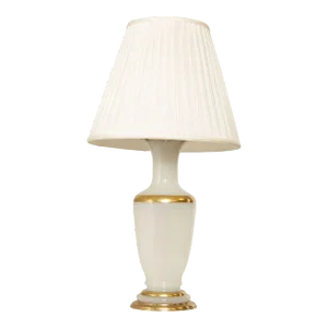 Neoclassical Opaque and Partial Gilt Urn Form Glass Table Lamp