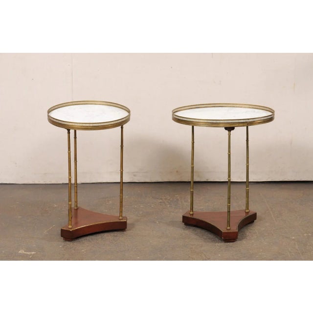 Brass French Brass Gallery & Brass Leg End Tables - a Pair For Sale - Image 8 of 12