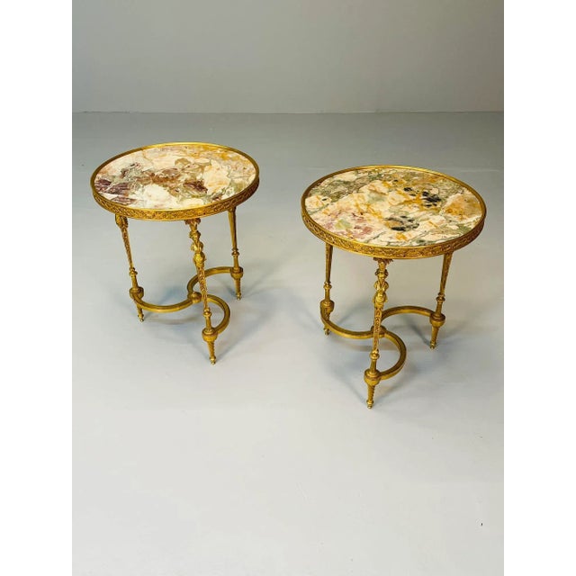 French Pair of French Ormolu Marble Gueridons, Circular, 19th Century, Adam Weisweiler For Sale - Image 3 of 12
