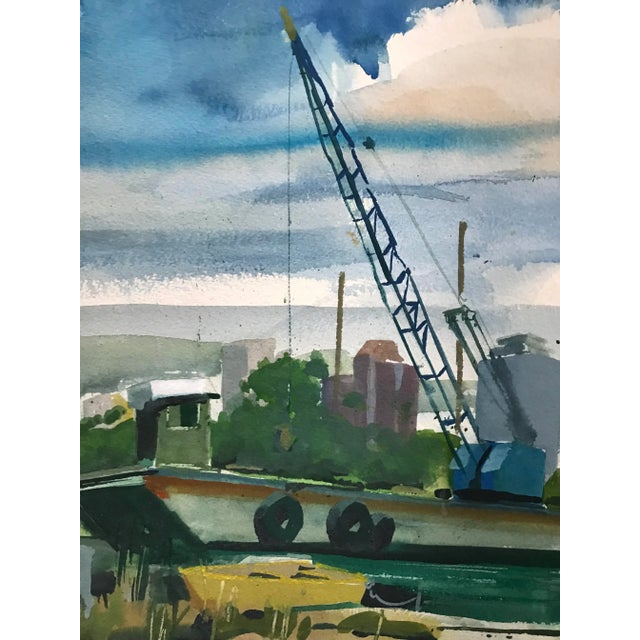 In the Boatyard Original Watercolor Painting For Sale - Image 4 of 6