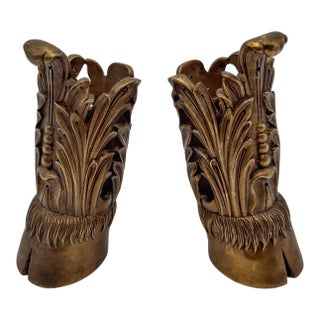 Large Pair of French Gilt Bronze Hoof & Acanthus Sabots, France, Circa 1900 For Sale