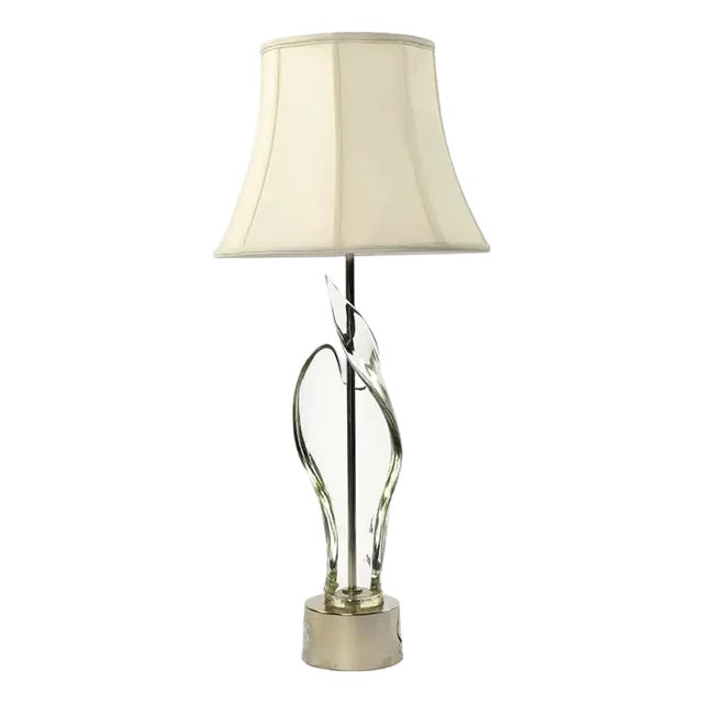 Italian Mid-Century Modern Sculptural Clear Murano Glass Table Lamp For Sale