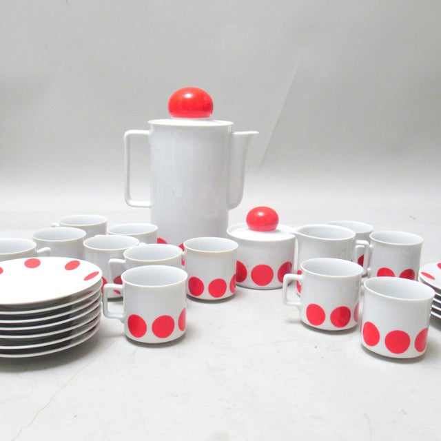 Red Red Polka Dot Coffee Service, 1970s, Set of 27 For Sale - Image 8 of 12