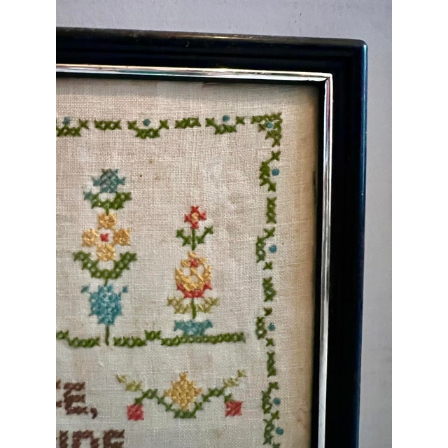 Vintage Mid 20th Century Welcome Home/ House Cross Stitch Framed Needlepoint Art. This is a multicolored cross-stitch...