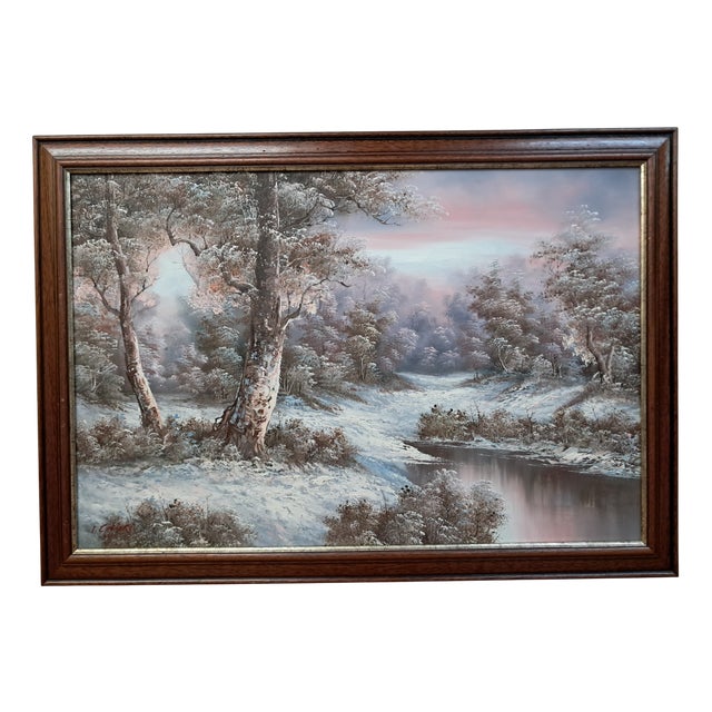 I Cafieri, Winter Landscape, Oil Painting, 1984, Framed For Sale