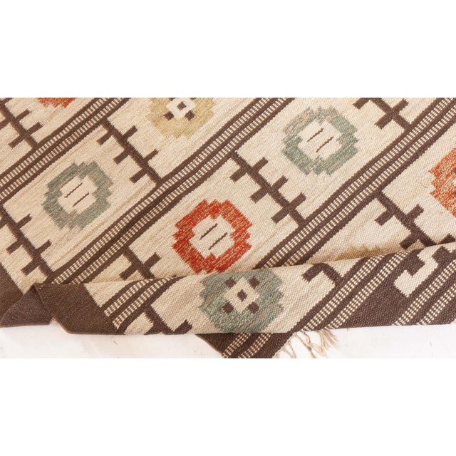 Mid-Century Modern Doris Leslie Blau Vintage Swedish Flat Woven Rug For Sale - Image 3 of 7