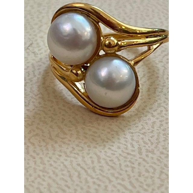 18 Karat Yellow Gold And Two Pearls Ring For Sale - Image 18 of 18